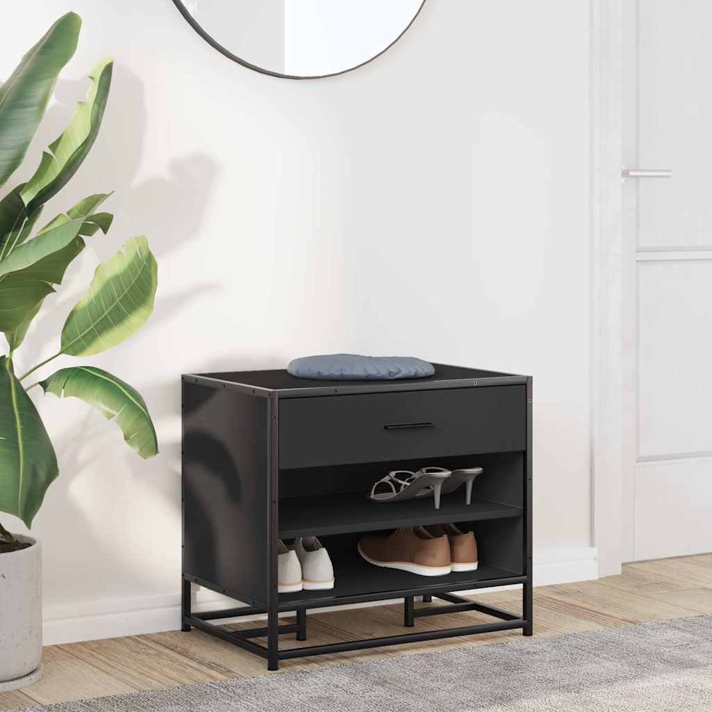 Storage & Entryway Benches Shoe Bench 60X40X53.5 Cm Engineered Wood Metal Black