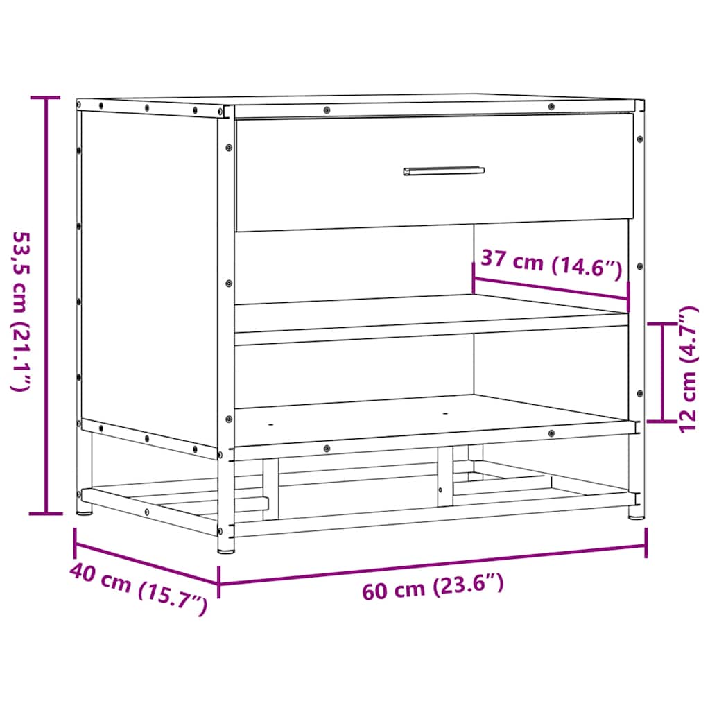 Storage & Entryway Benches Shoe Bench 60X40X53.5 Cm Engineered Wood Metal Black