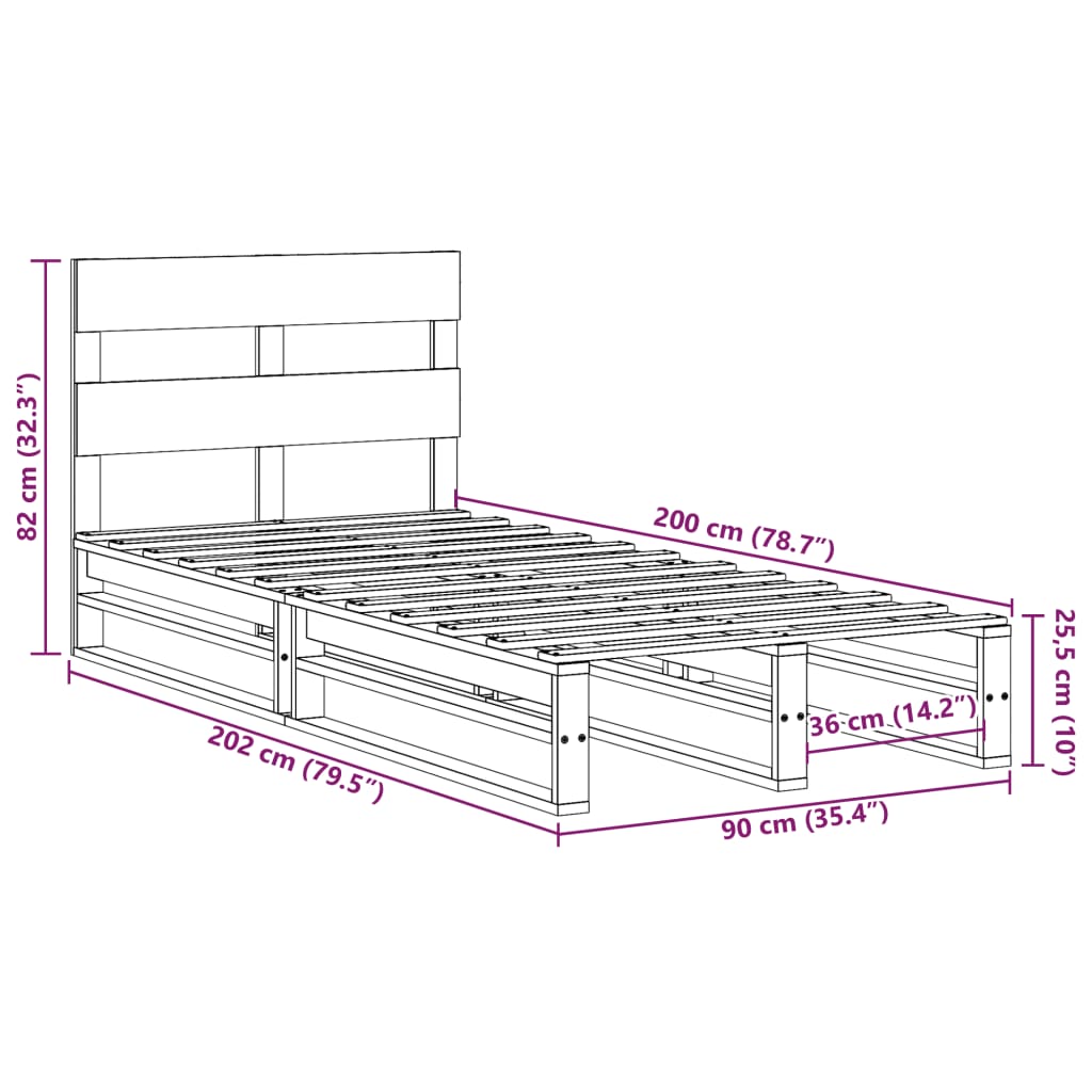 Bed Frame Without Mattress Solid Wood Pine