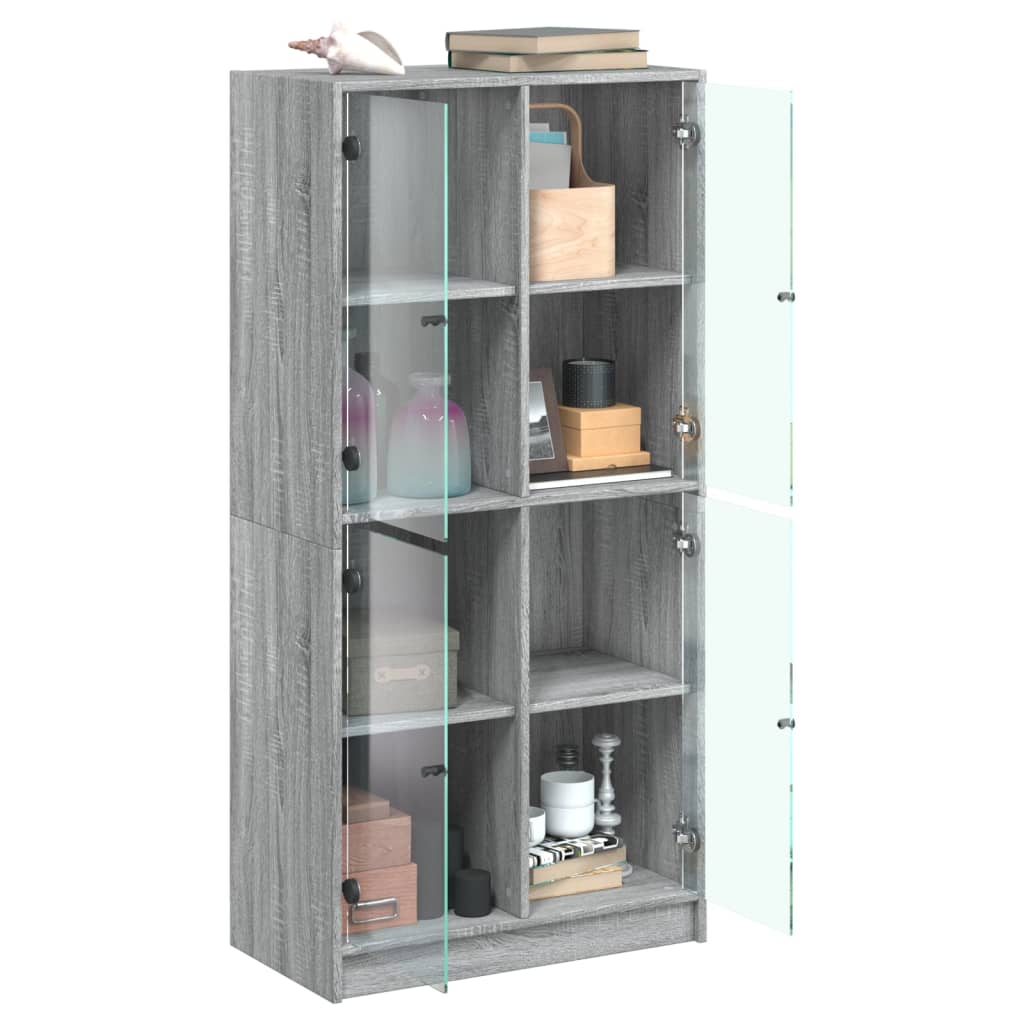 Highboard With Doors 68X37X142 Cm Engineered Wood