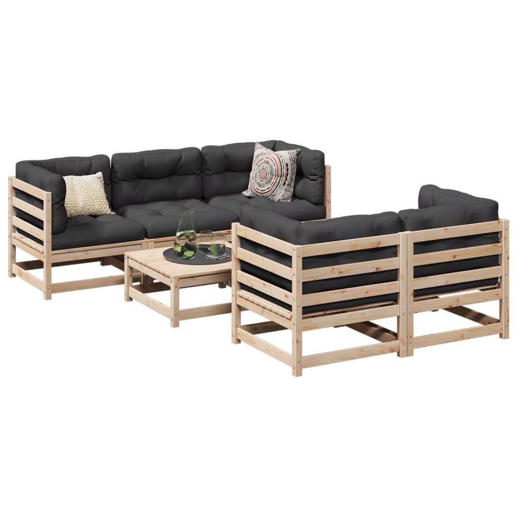 6 Piece Garden Sofa Set Solid Wood Douglas Fir