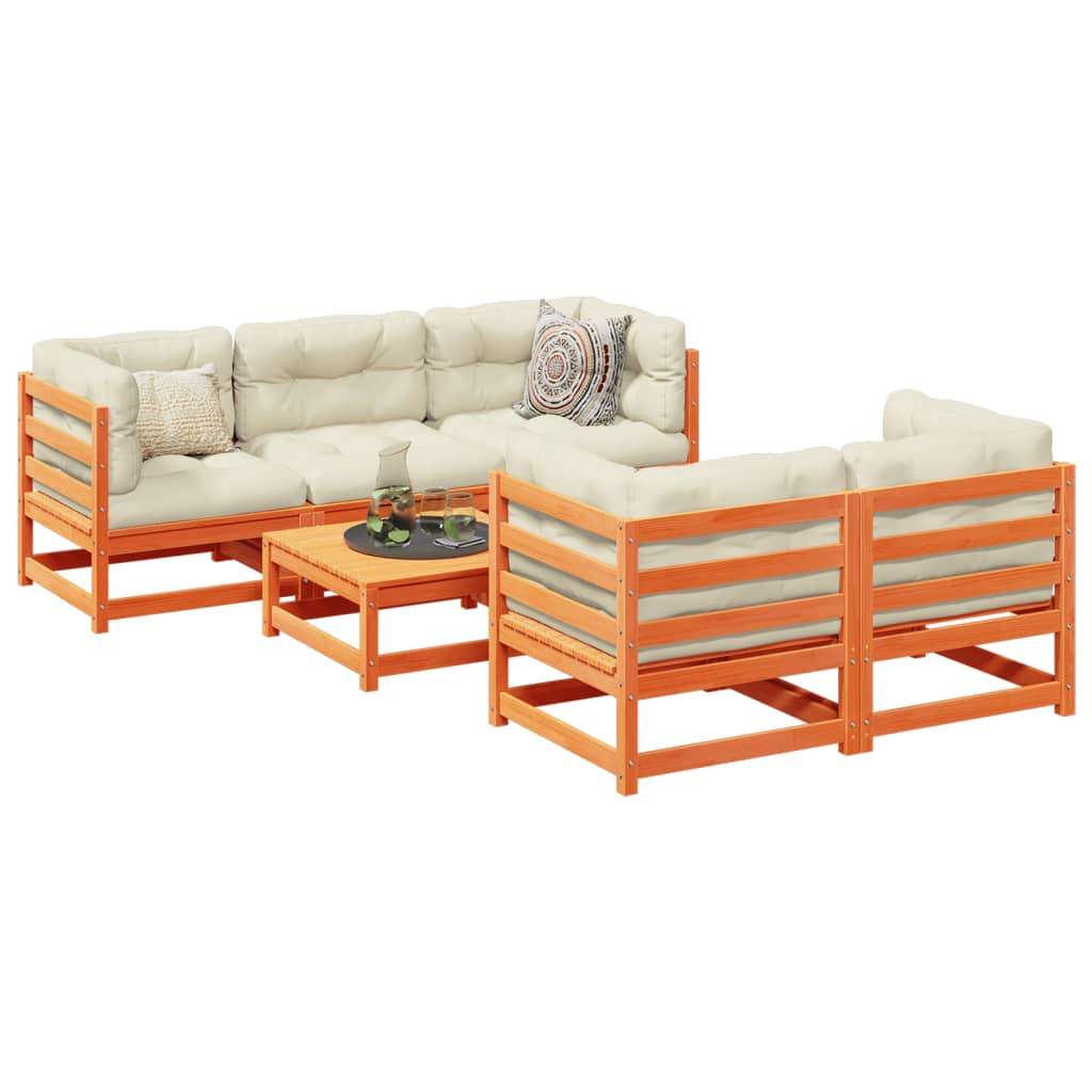 6 Piece Garden Sofa Set Solid Wood Douglas Fir