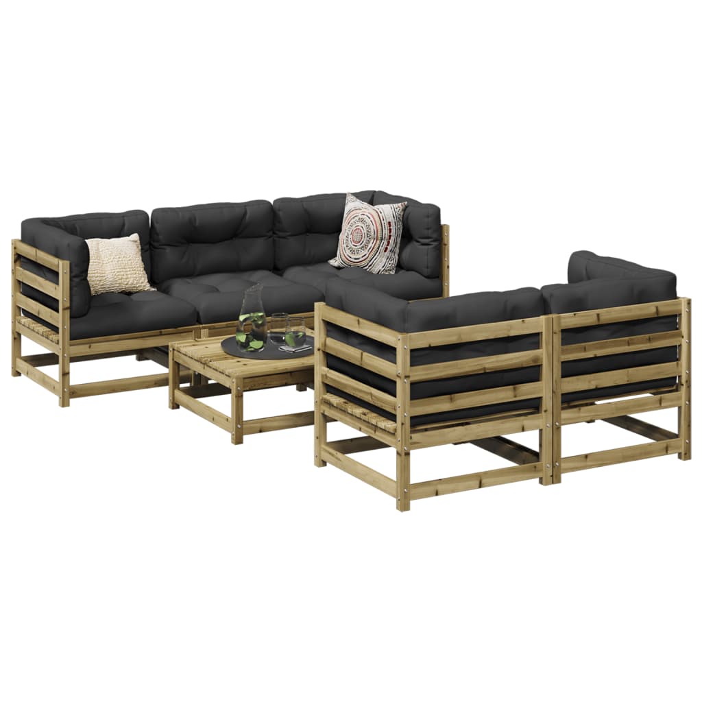 6 Piece Garden Sofa Set Solid Wood Douglas Fir