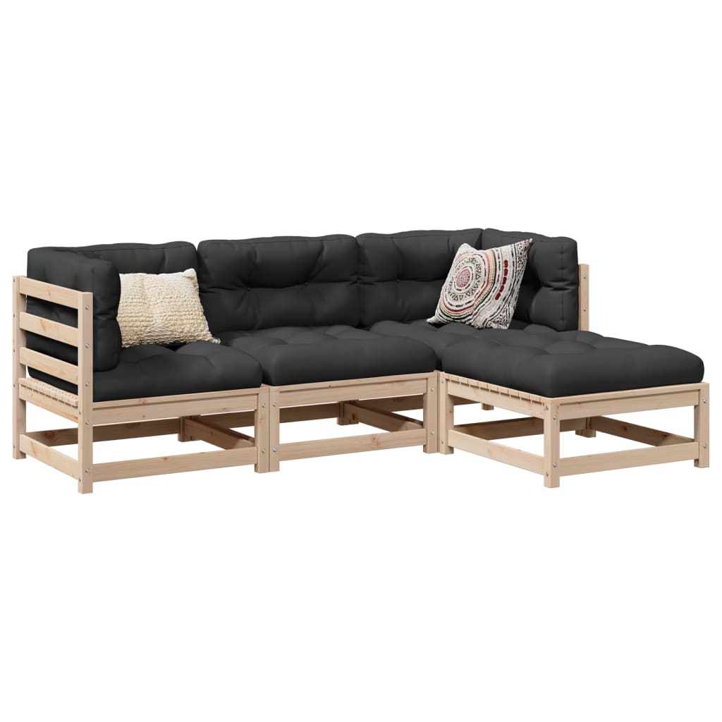 4 Piece Garden Sofa Set Solid Wood Douglas Fir