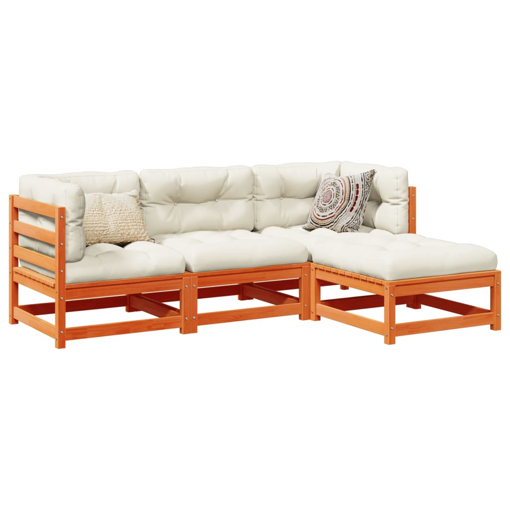 4 Piece Garden Sofa Set Solid Wood Douglas Fir