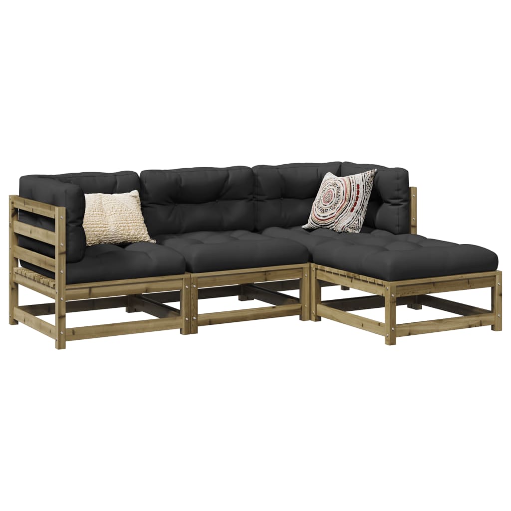 4 Piece Garden Sofa Set Solid Wood Douglas Fir