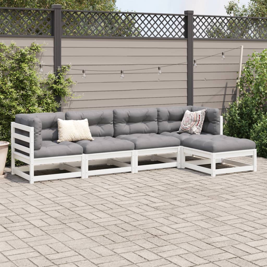 5 Piece Garden Sofa Set Solid Wood Pine