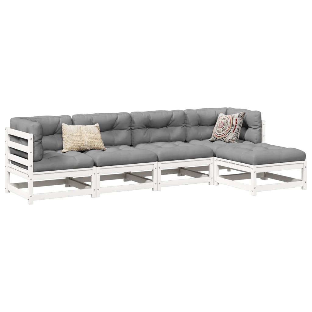 5 Piece Garden Sofa Set Solid Wood Pine