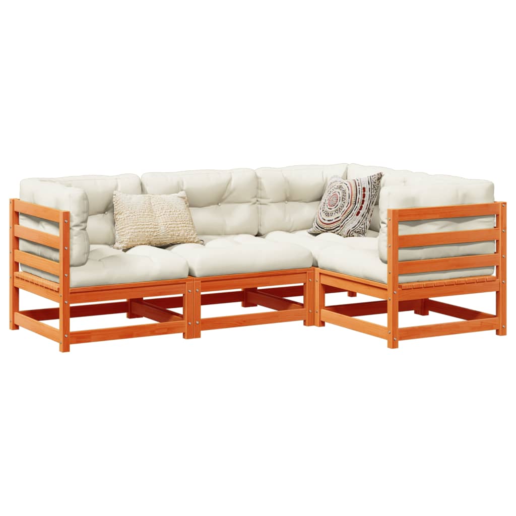 4 Piece Garden Sofa Set Solid Wood Douglas Fir