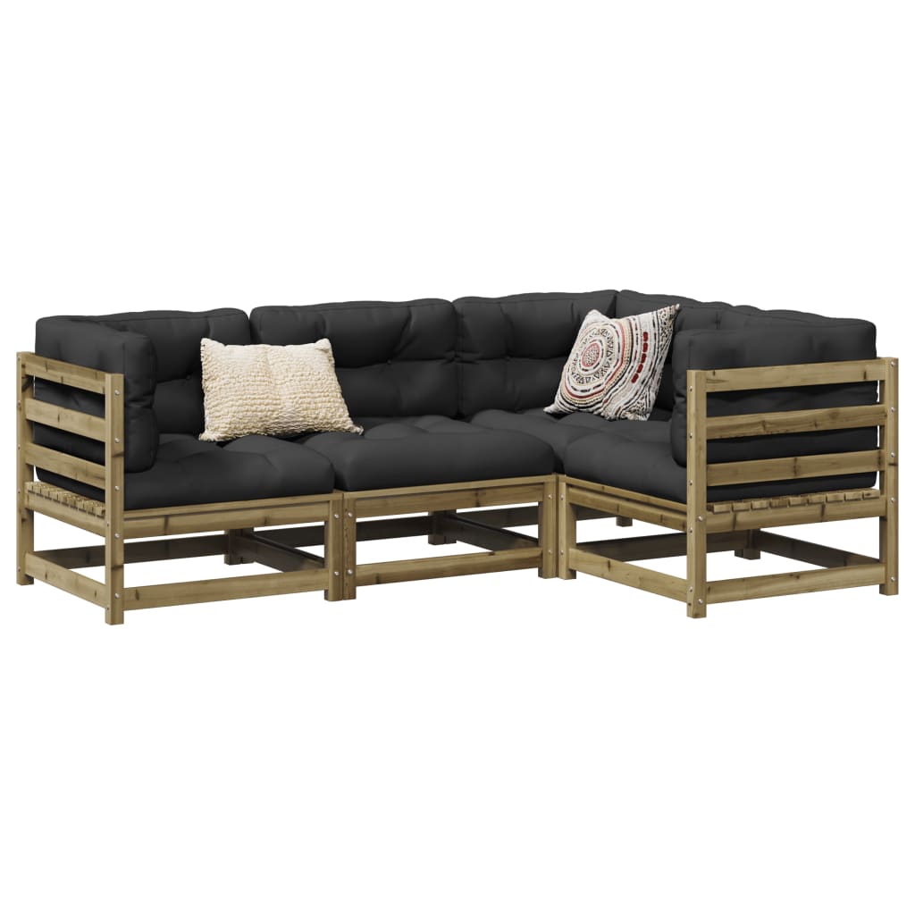 4 Piece Garden Sofa Set Solid Wood Douglas Fir