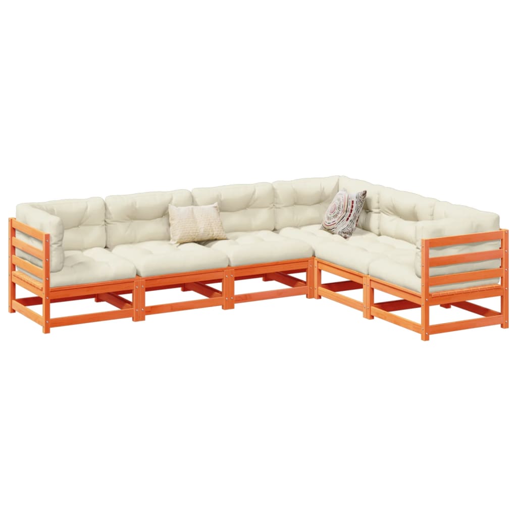 6 Piece Garden Sofa Set Solid Wood Douglas Fir