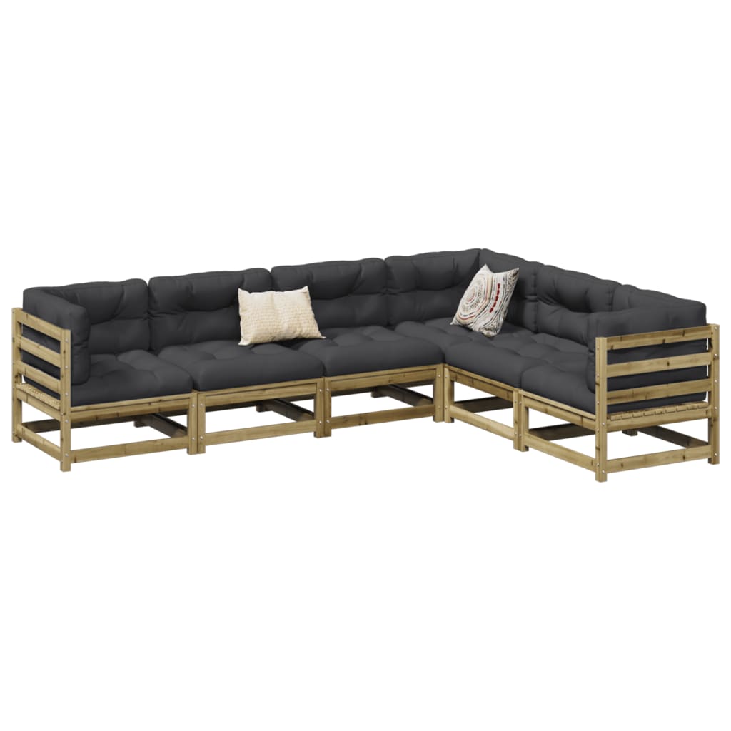 6 Piece Garden Sofa Set Solid Wood Douglas Fir
