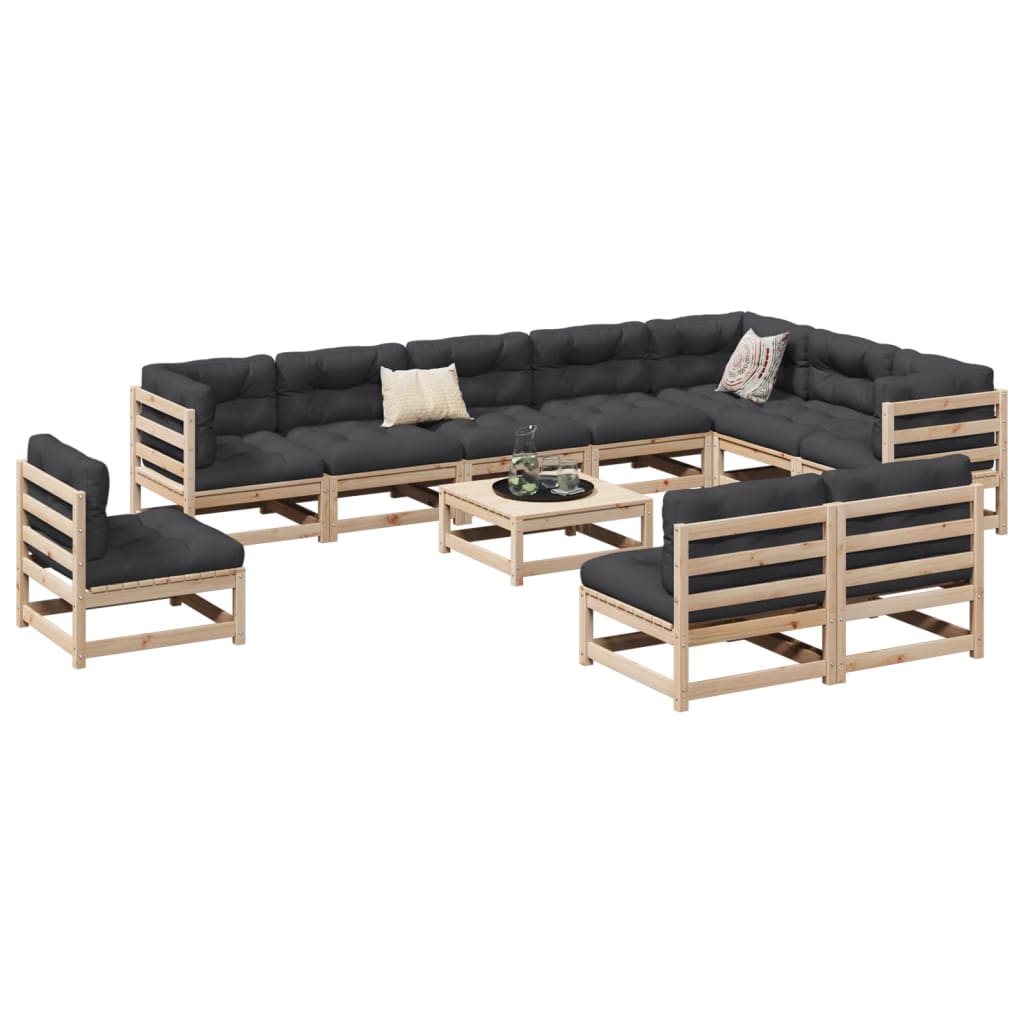 11 Piece Garden Sofa Set Solid Wood Douglas Fir