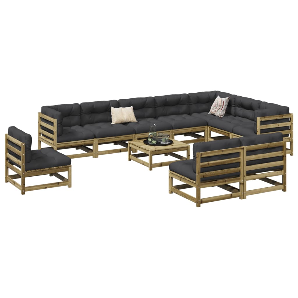 11 Piece Garden Sofa Set Solid Wood Douglas Fir