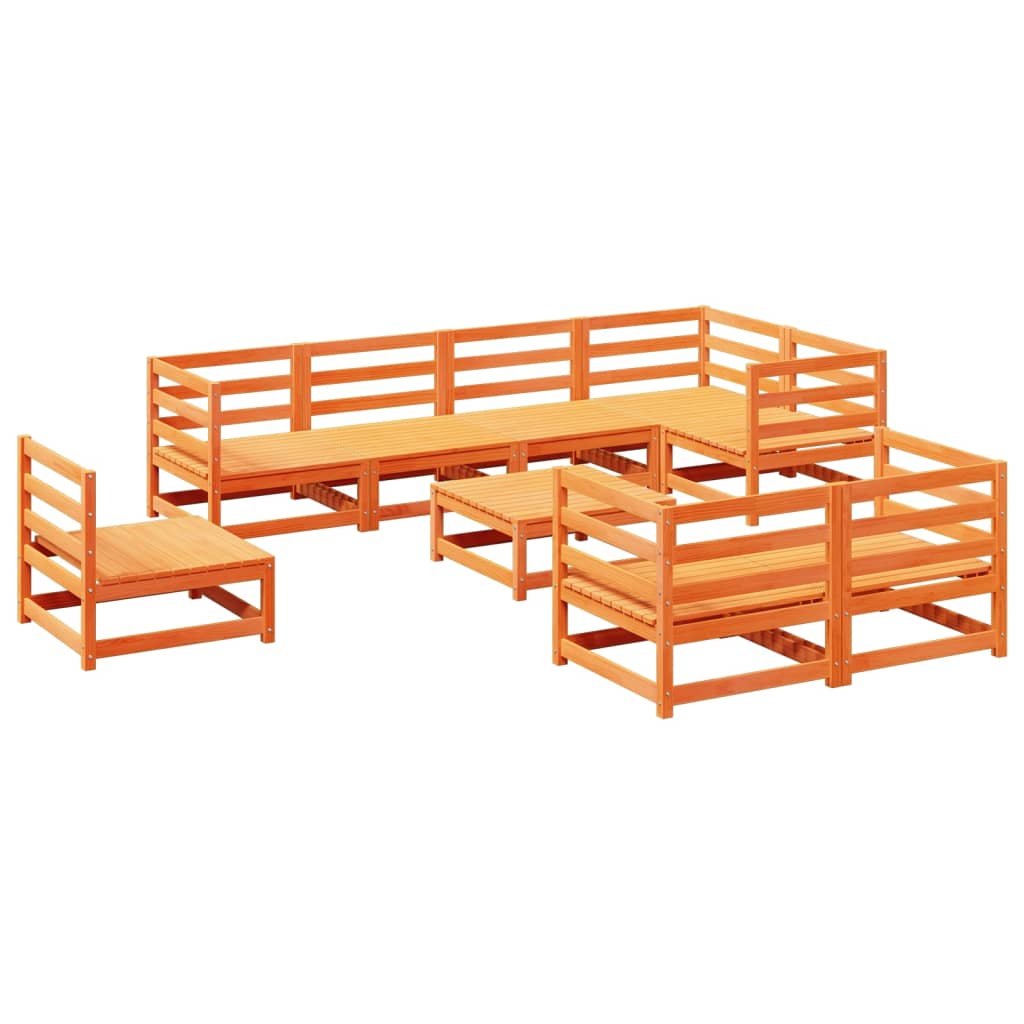 9 Piece Garden Sofa Set Solid Wood Pine