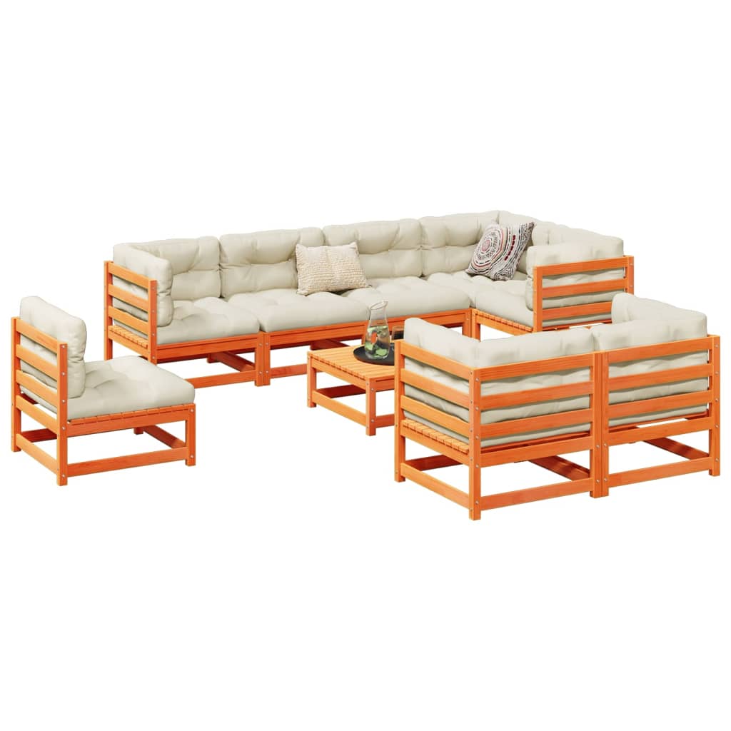 9 Piece Garden Sofa Set Solid Wood Pine
