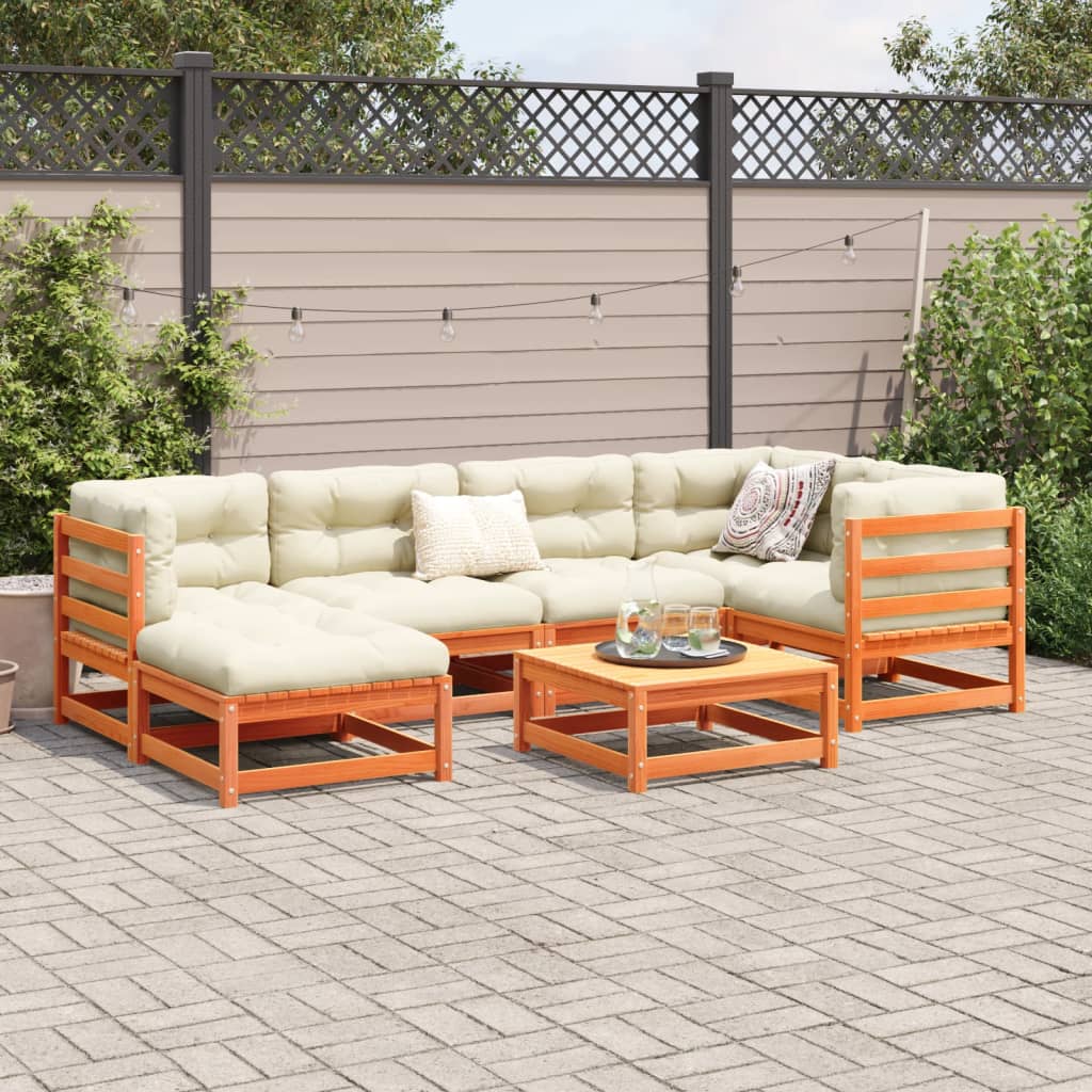 7 Piece Garden Sofa Set Solid Wood Pine