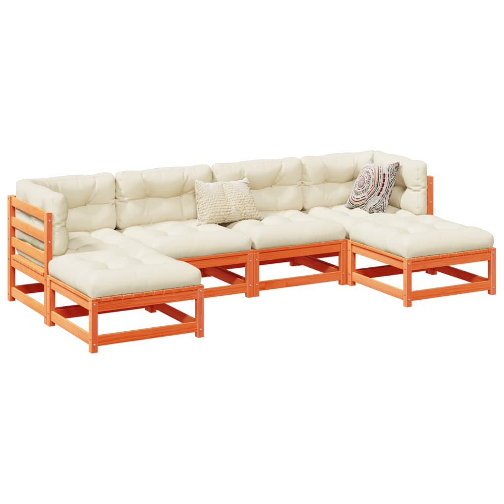 6 Piece Garden Sofa Set Solid Wood Pine