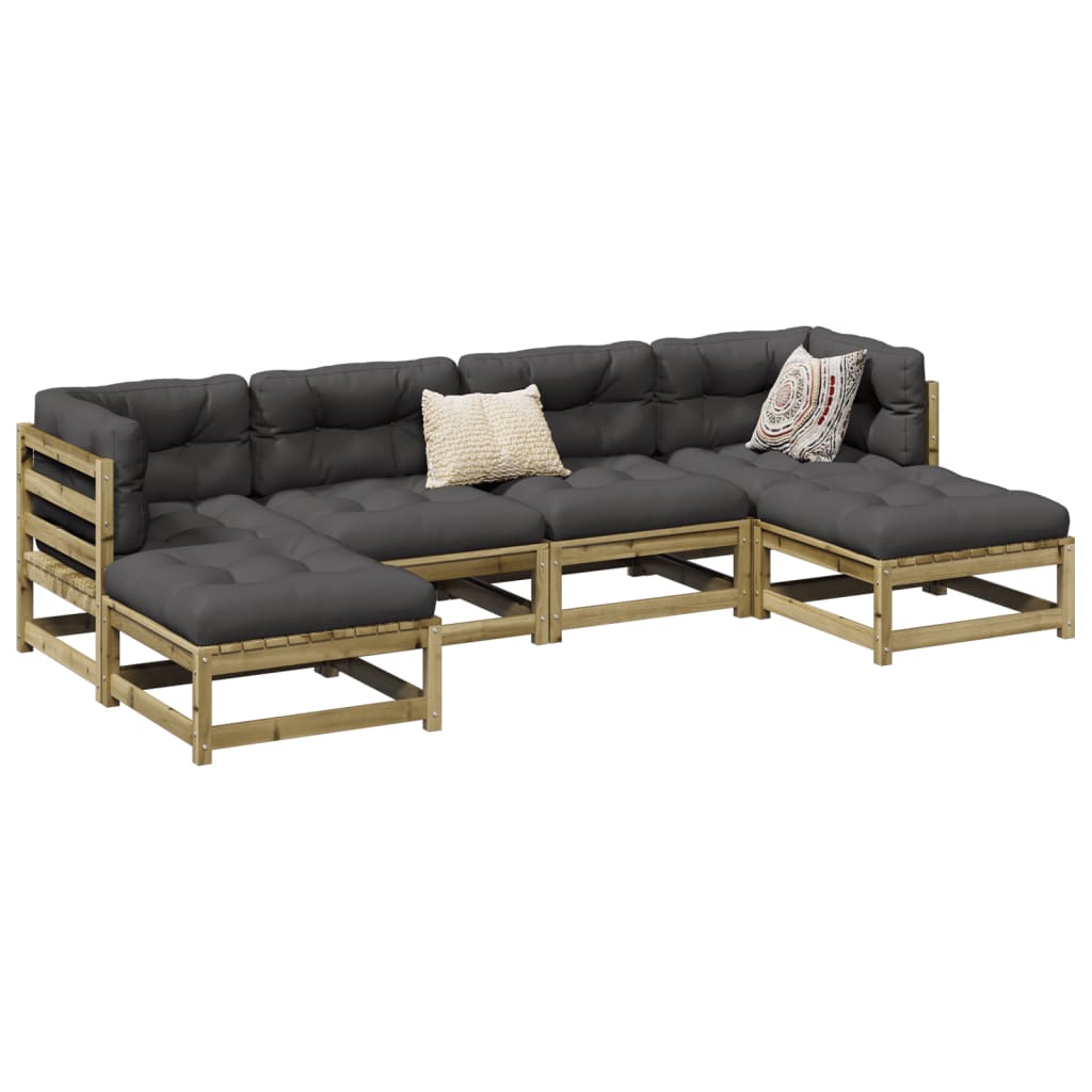 6 Piece Garden Sofa Set Solid Wood Pine
