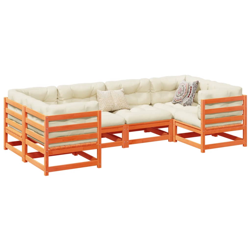 6 Piece Garden Sofa Set Solid Wood Pine
