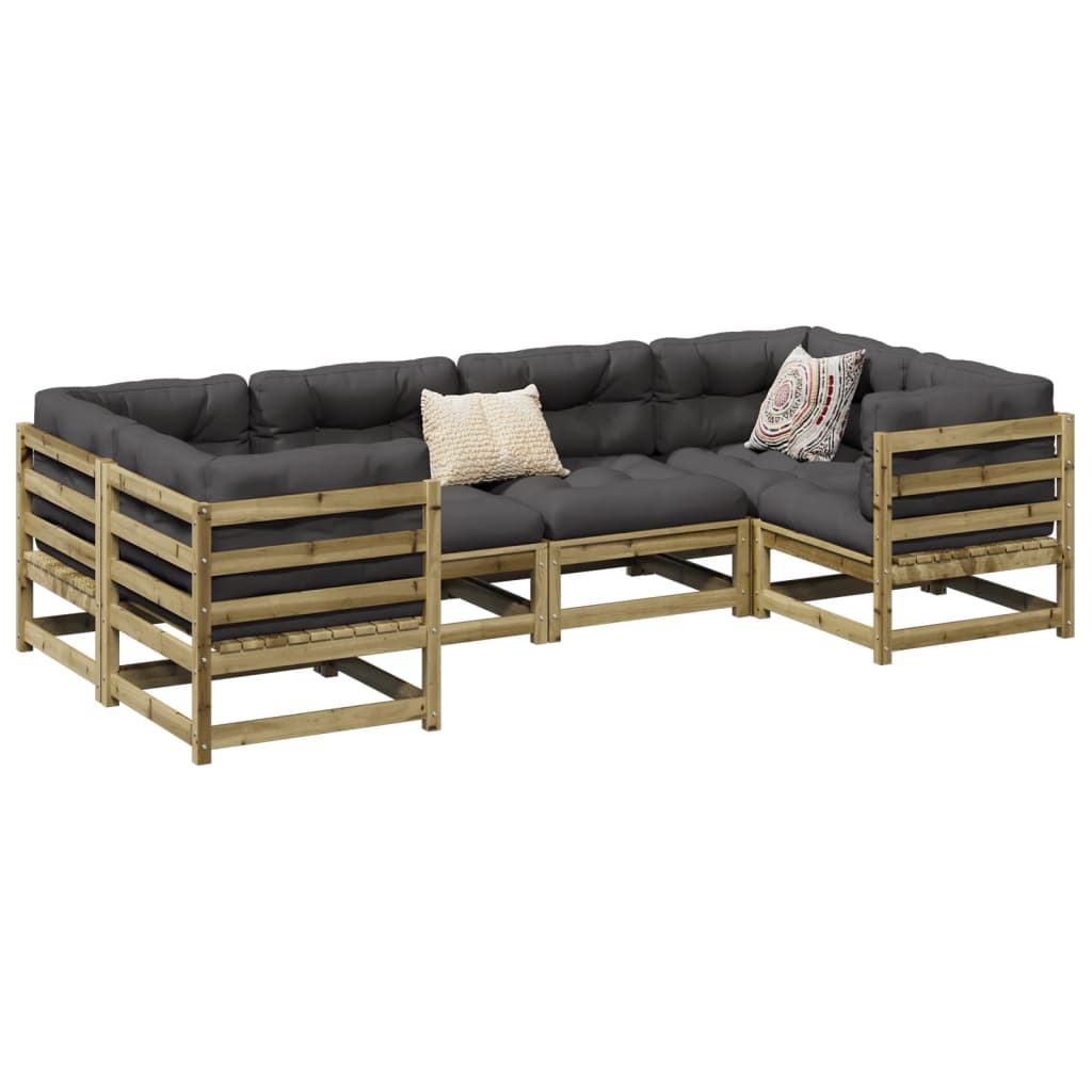 6 Piece Garden Sofa Set Solid Wood Pine