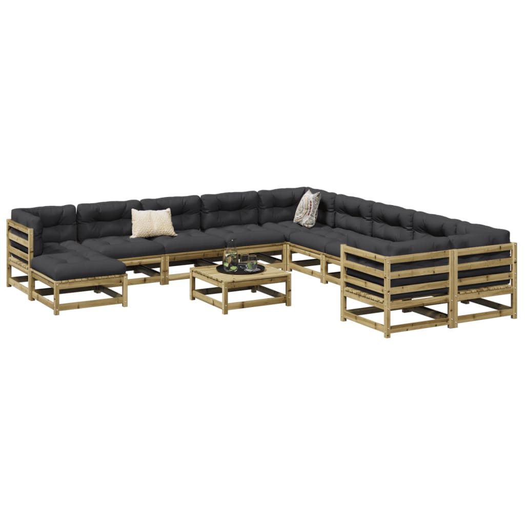 12 Piece Garden Sofa Set Solid Wood Pine