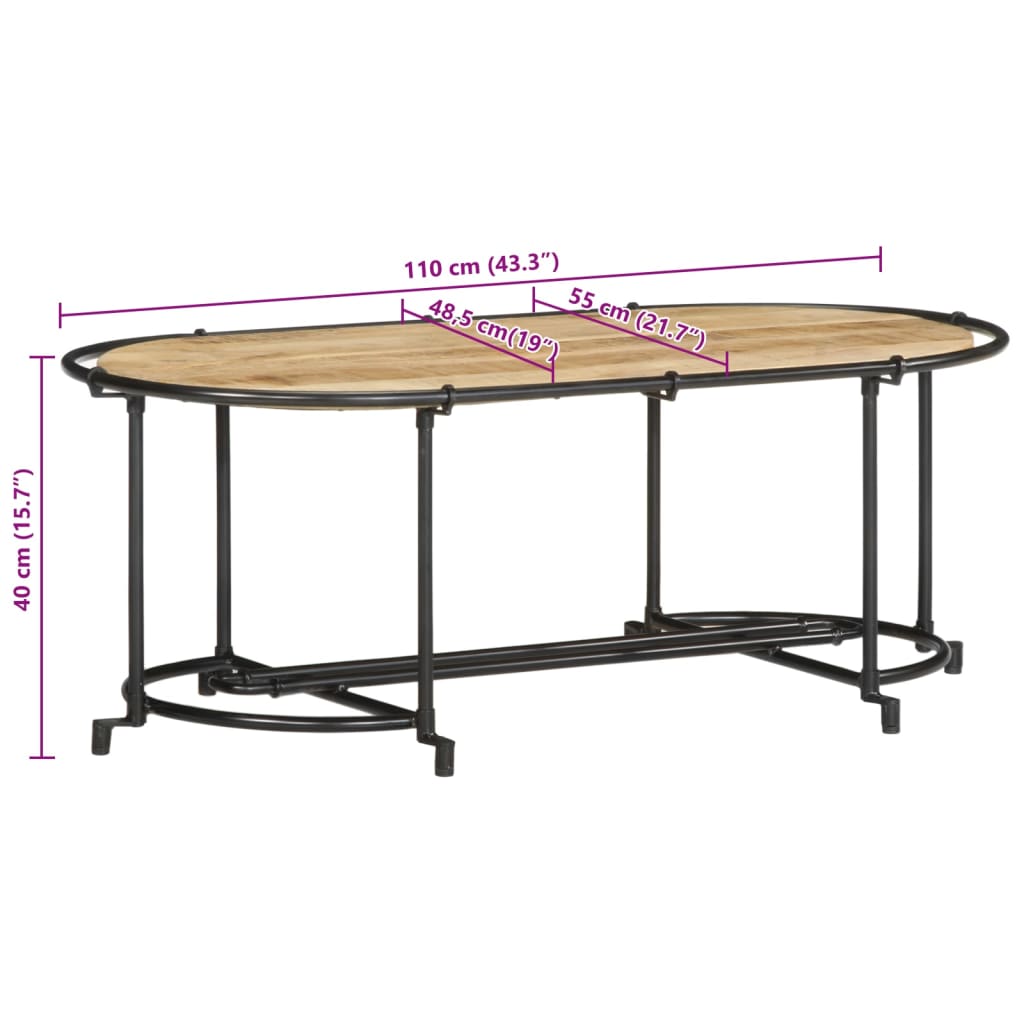 Coffee Table 110X55X40 Cm Solid Wood Rough Mango