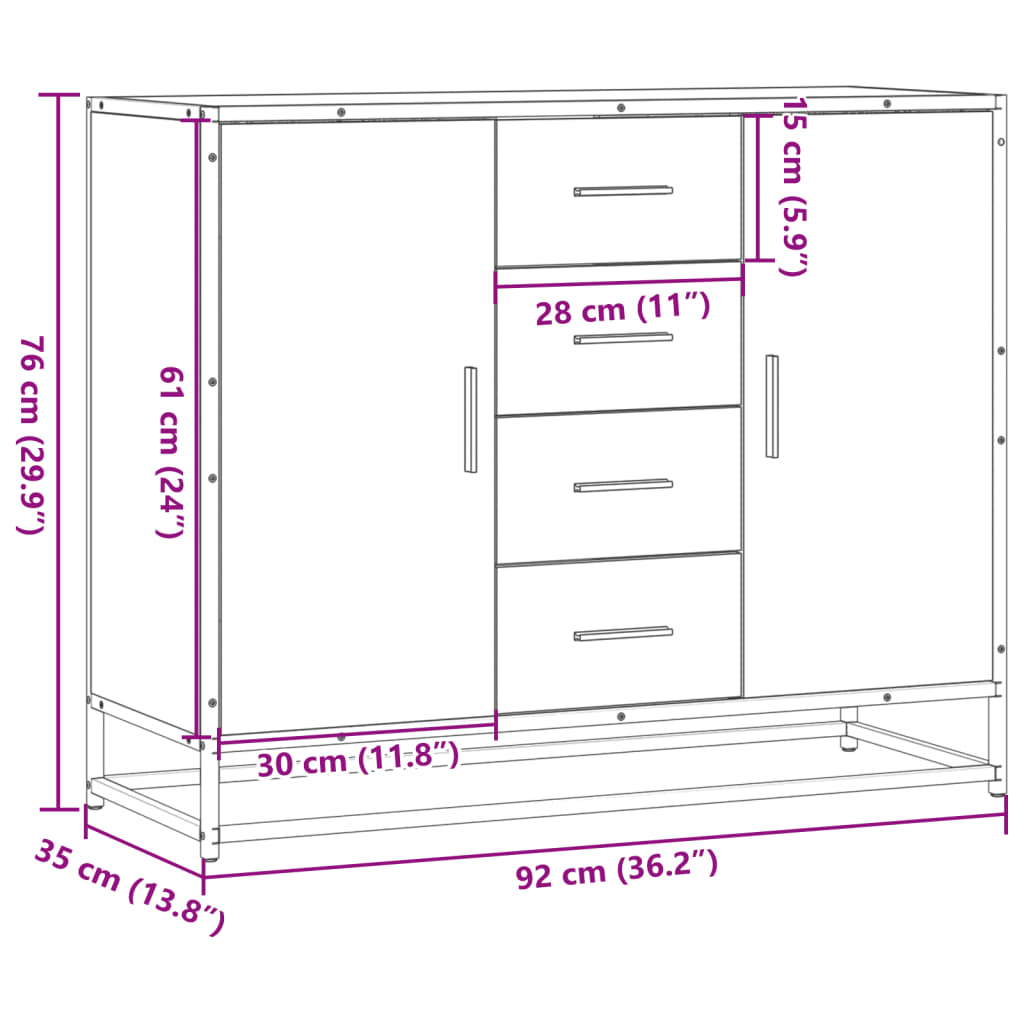 Sideboard 92X35X76 Cm Engineered Wood
