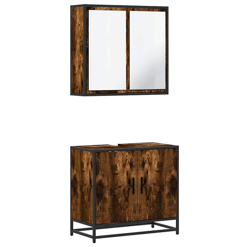 2 Piece Bathroom Furniture Set Engineered Wood