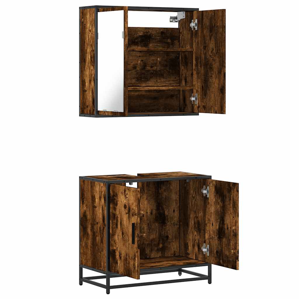 2 Piece Bathroom Furniture Set Engineered Wood
