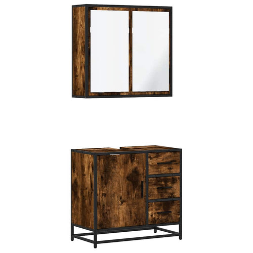2 Piece Bathroom Furniture Set Engineered Wood