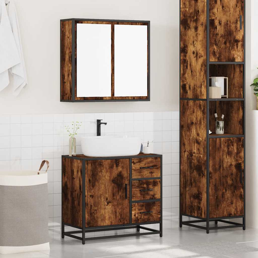 2 Piece Bathroom Furniture Set Engineered Wood