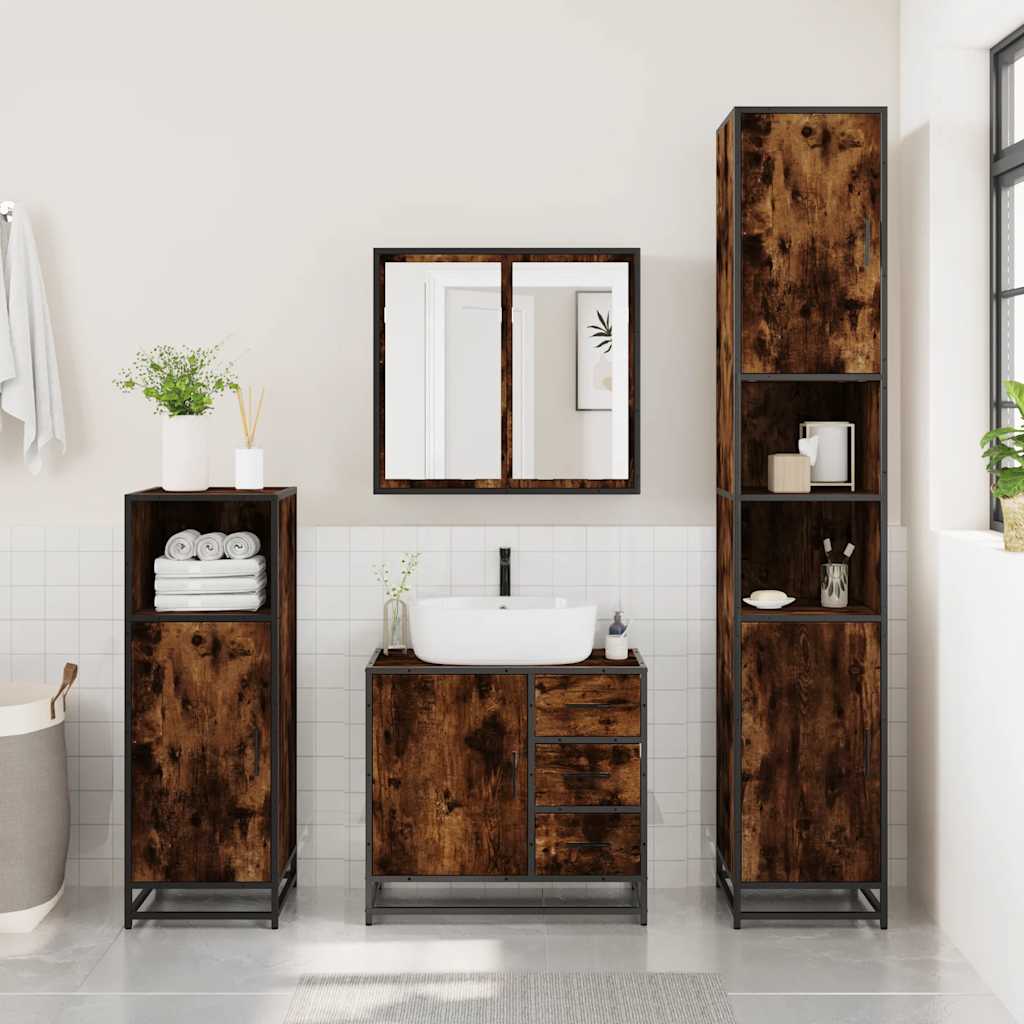 2 Piece Bathroom Furniture Set Engineered Wood