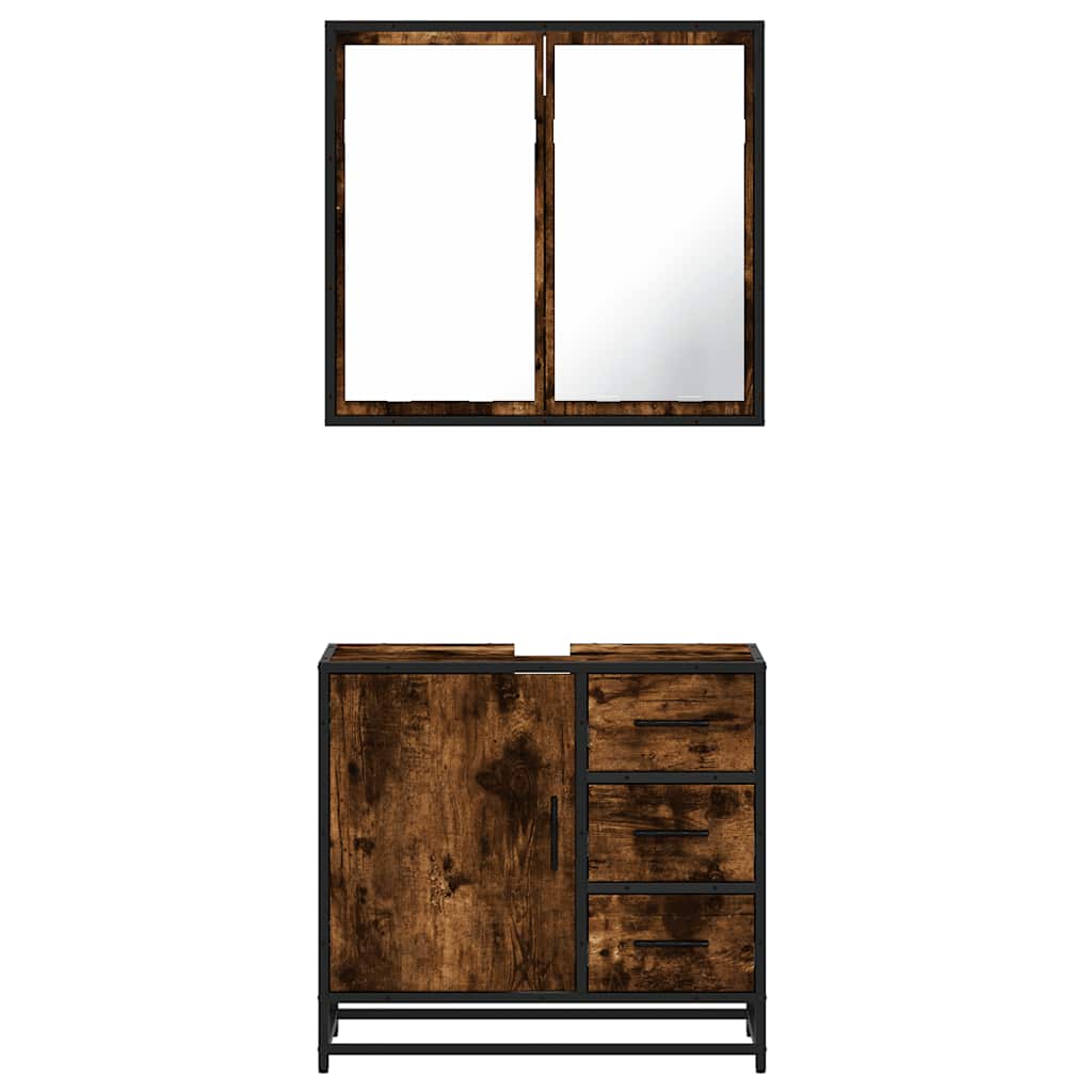 2 Piece Bathroom Furniture Set Engineered Wood