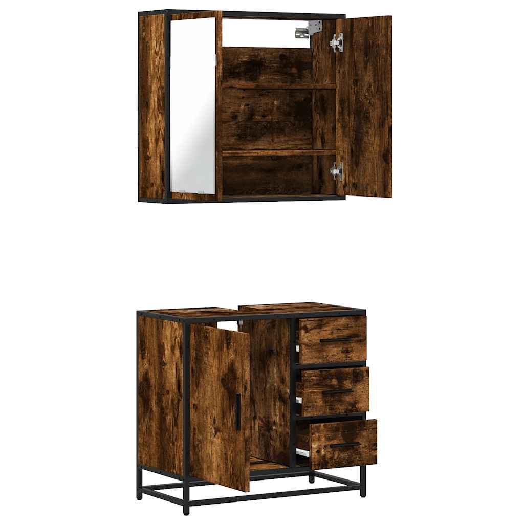 2 Piece Bathroom Furniture Set Engineered Wood