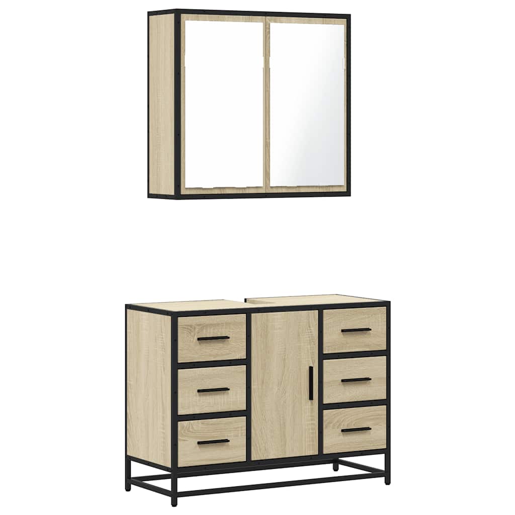 2 Piece Bathroom Furniture Set Engineered Wood