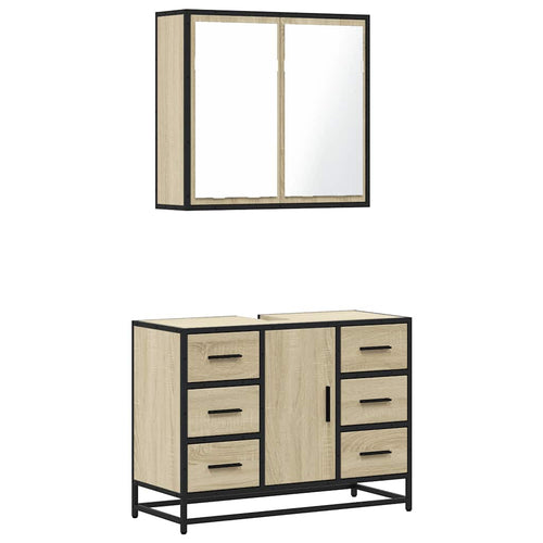 2 Piece Bathroom Furniture Set Engineered Wood
