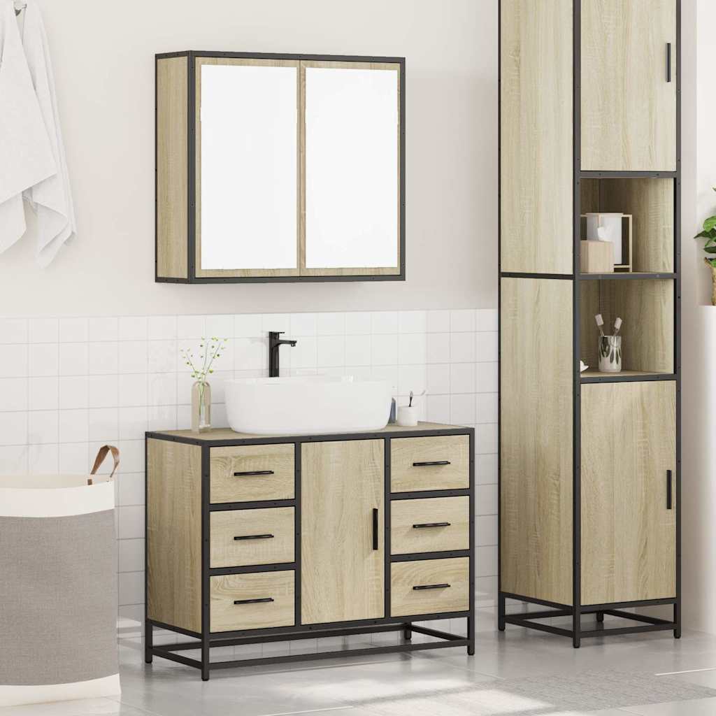 2 Piece Bathroom Furniture Set Engineered Wood