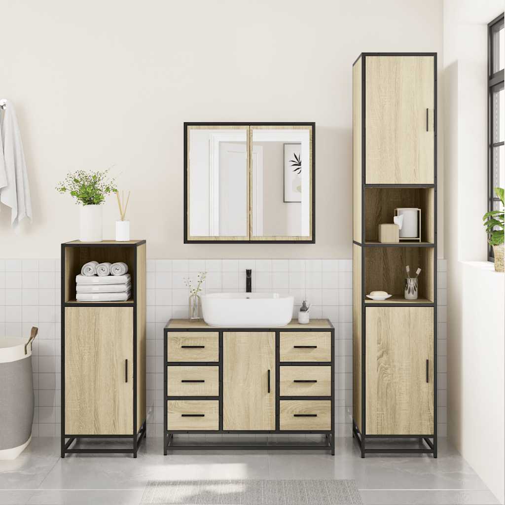 2 Piece Bathroom Furniture Set Engineered Wood