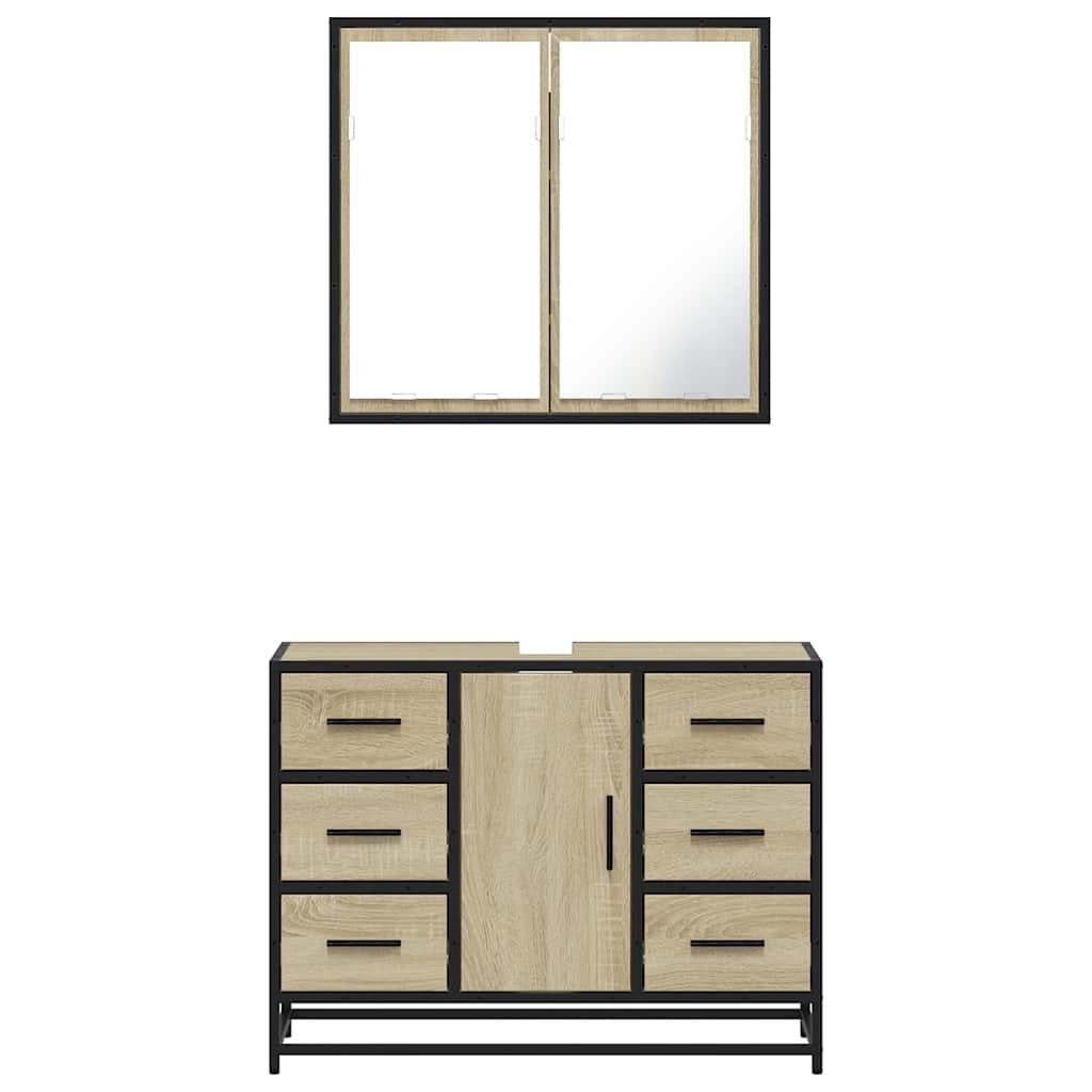2 Piece Bathroom Furniture Set Engineered Wood
