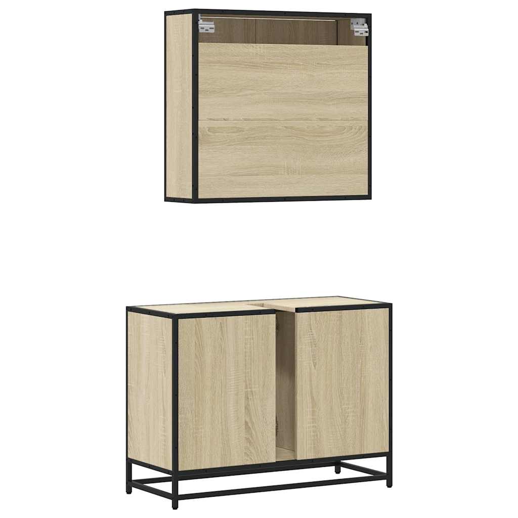 2 Piece Bathroom Furniture Set Engineered Wood