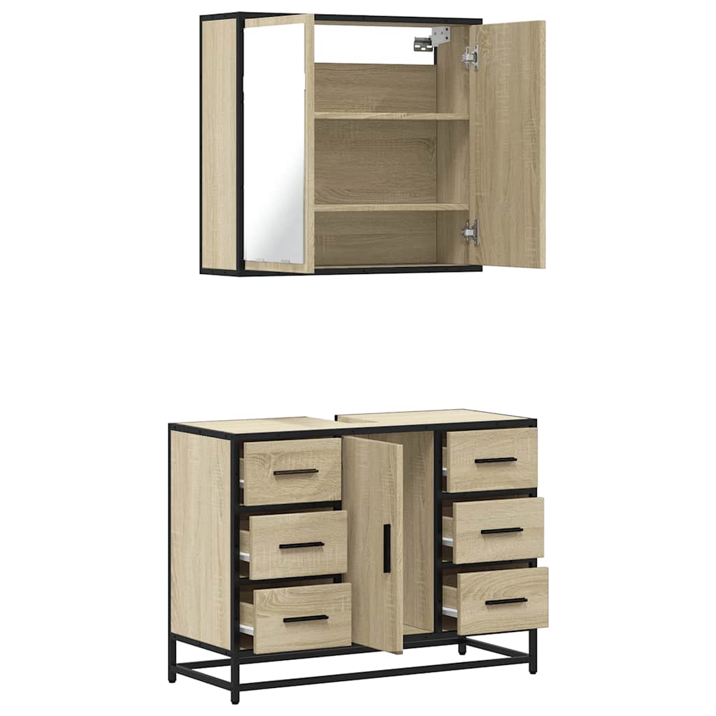 2 Piece Bathroom Furniture Set Engineered Wood