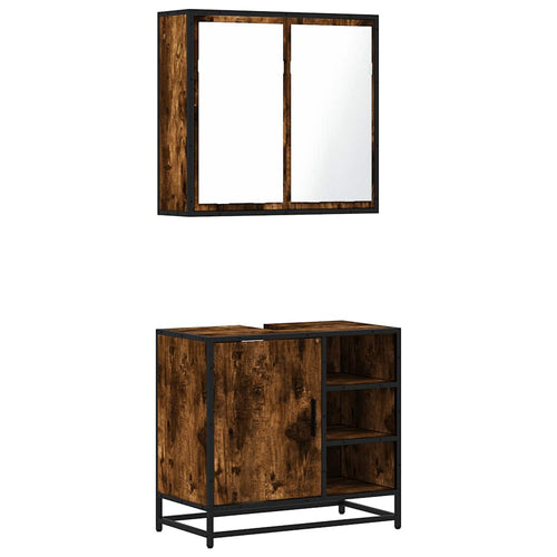 2 Piece Bathroom Furniture Set Engineered Wood