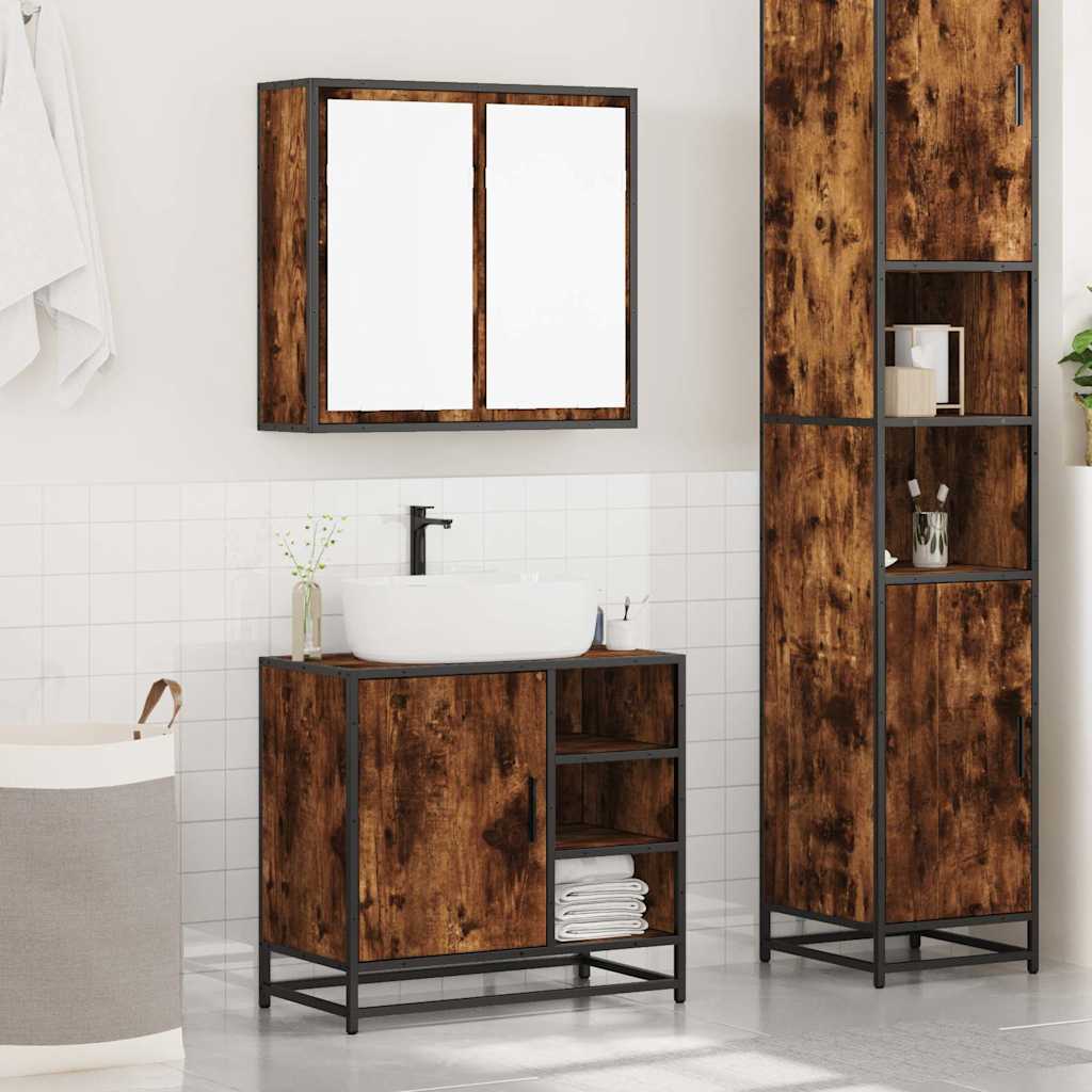 2 Piece Bathroom Furniture Set Engineered Wood