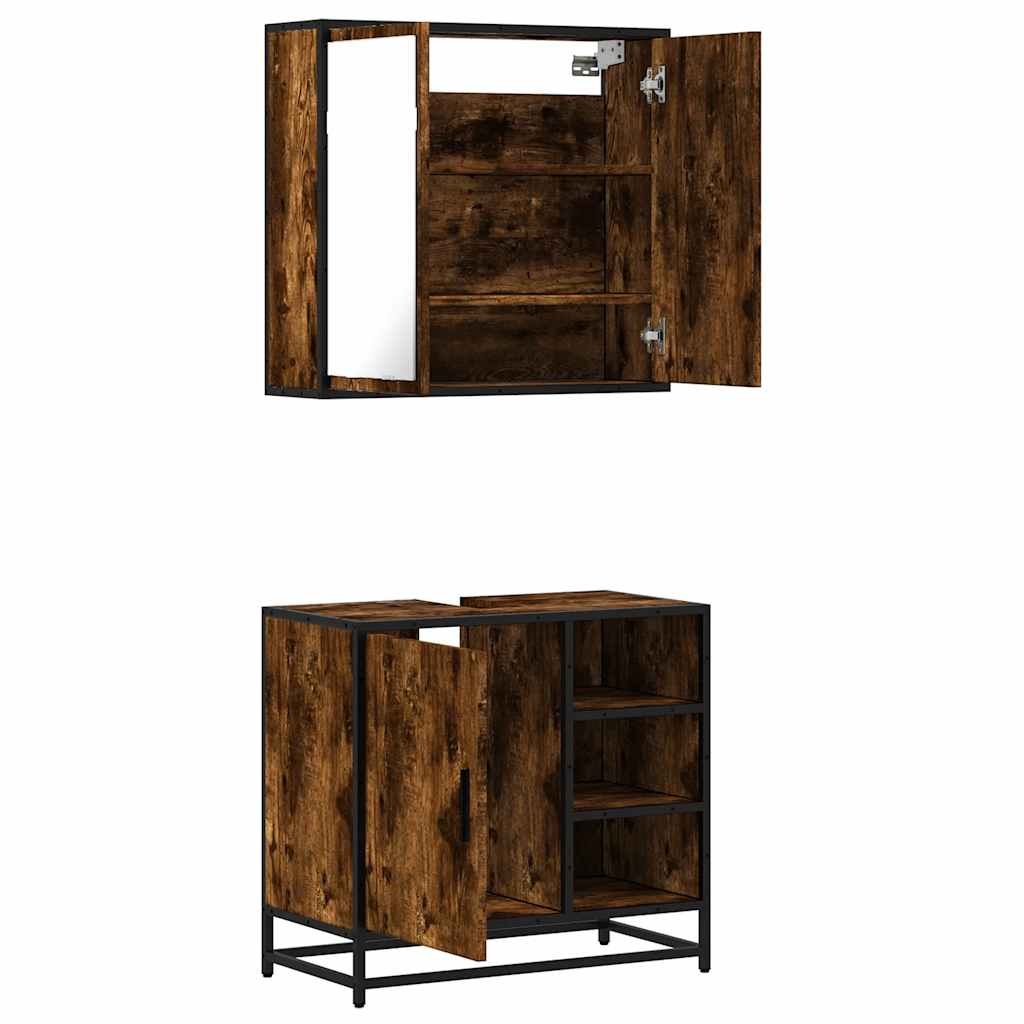 2 Piece Bathroom Furniture Set Engineered Wood