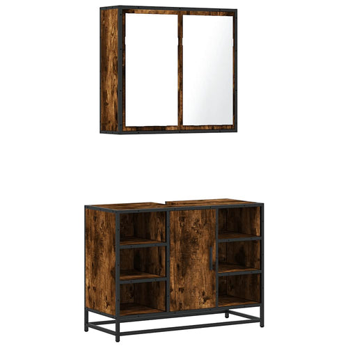 2 Piece Bathroom Furniture Set Engineered Wood