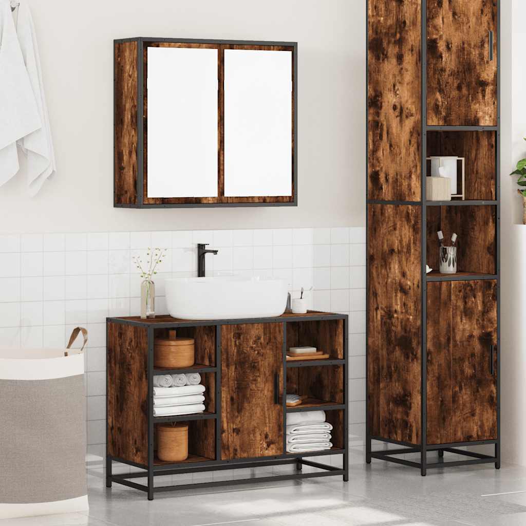 2 Piece Bathroom Furniture Set Engineered Wood