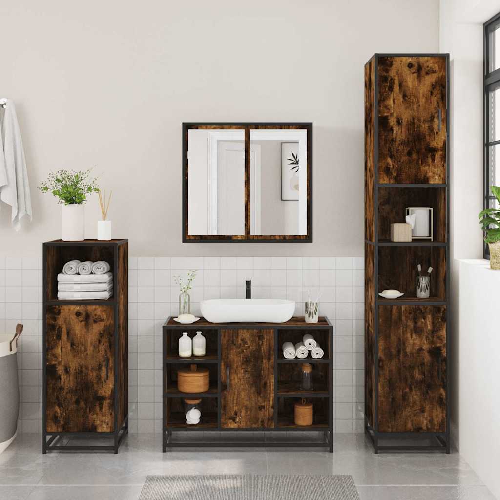 2 Piece Bathroom Furniture Set Engineered Wood