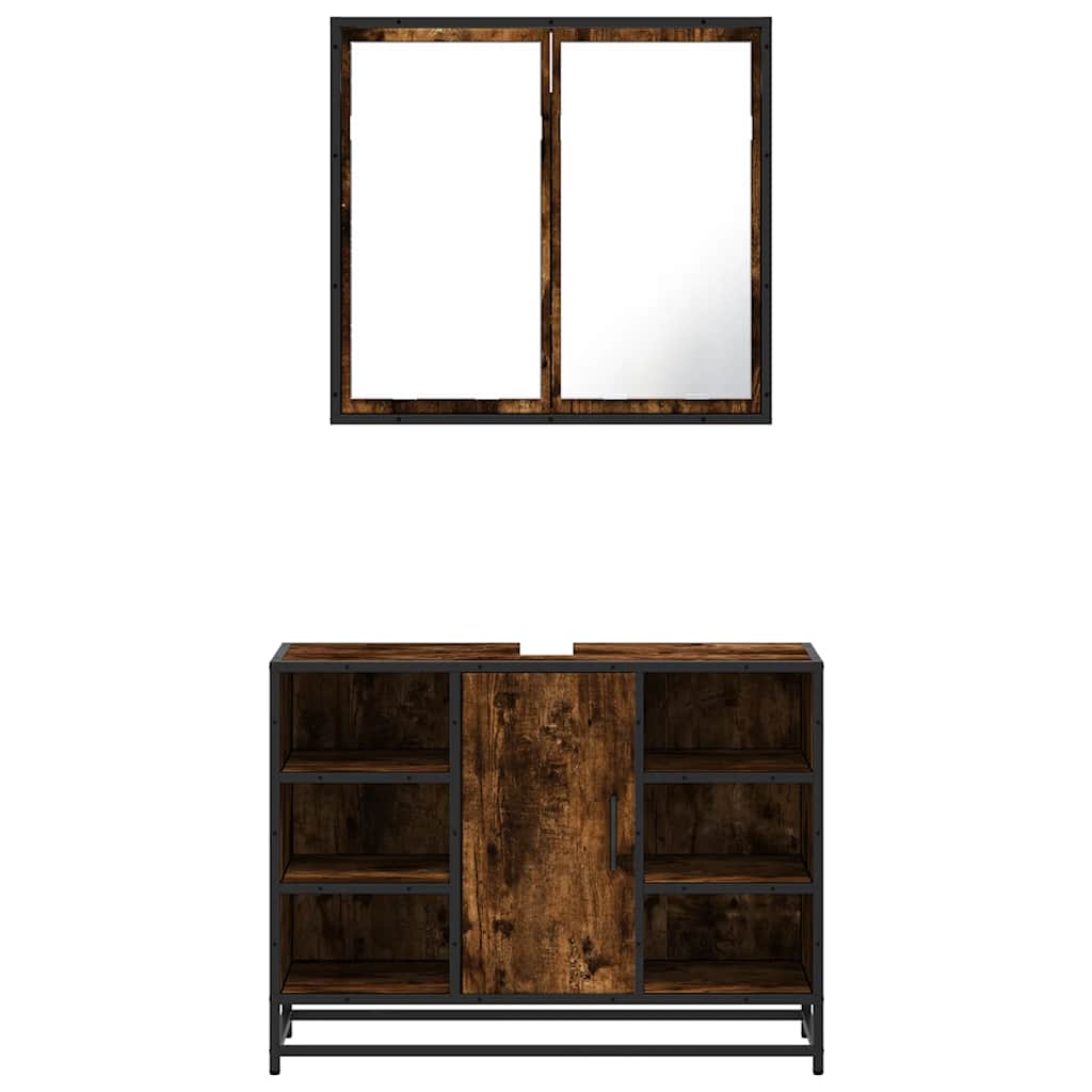 2 Piece Bathroom Furniture Set Engineered Wood