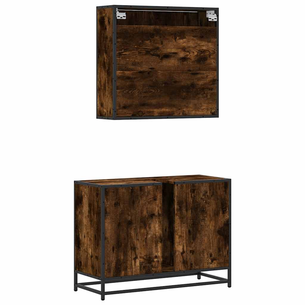 2 Piece Bathroom Furniture Set Engineered Wood